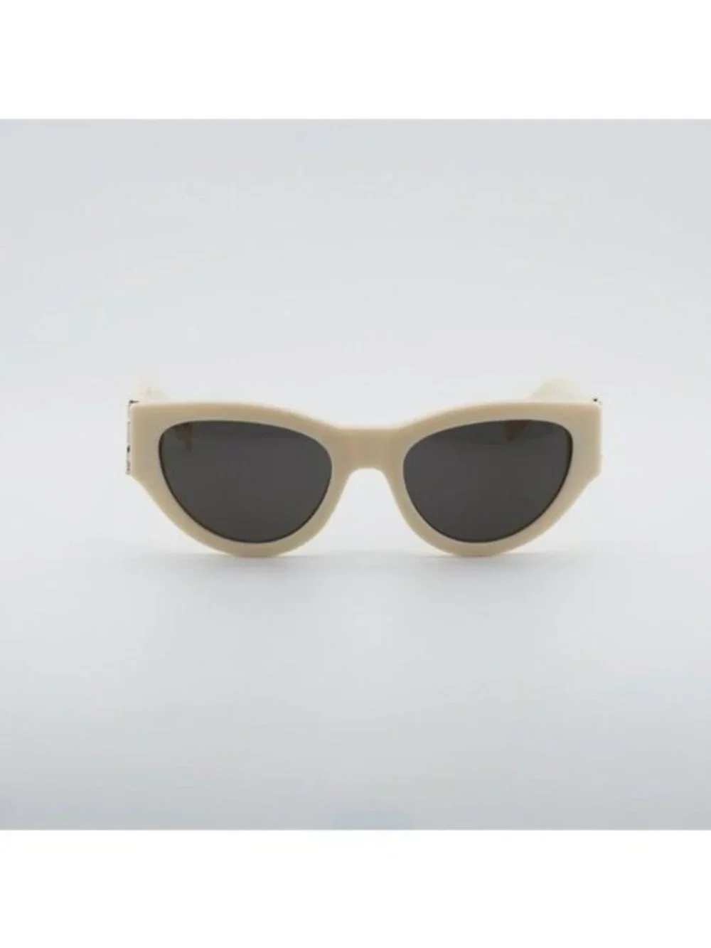 Saint Laurent SL M94 012 Sunglasses Shiny Ivory Cat Eye Frame, Grey Lenses